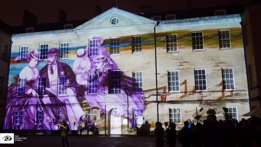 Photograph of projection from Victorian Light Night
