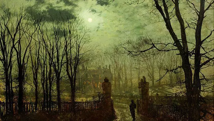 Painting, At the Park Gate, by John Atkinson Grimshaw