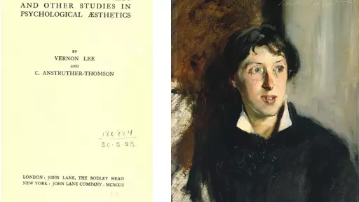 Title page from Beauty & Ugliness and Other Studies in Psychological Aesthetics and portrait of Vernon Lee