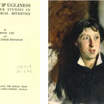 Title page from Beauty & Ugliness and Other Studies in Psychological Aesthetics and portrait of Vernon Lee