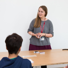 Sarah Green leading an event during St Anne's Family Day
