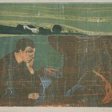 Painting by Edvard Munch of a man looking melancholy